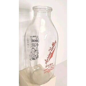 Vintage Spring Valley Dairy South Schodack NY Quart Chocolate Glass Milk Bottle